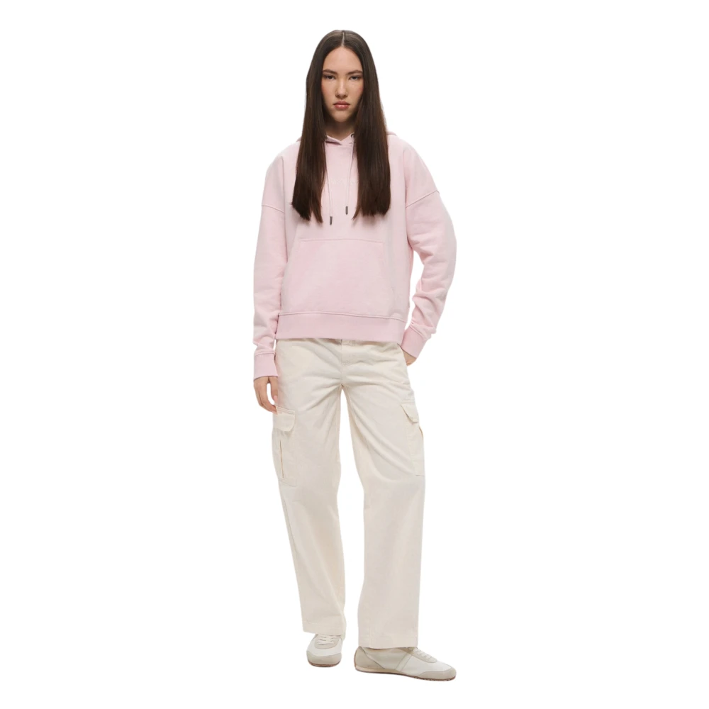 Guess Gezellige Gebreide Hoodie met Kangoeroezak Pink Dames