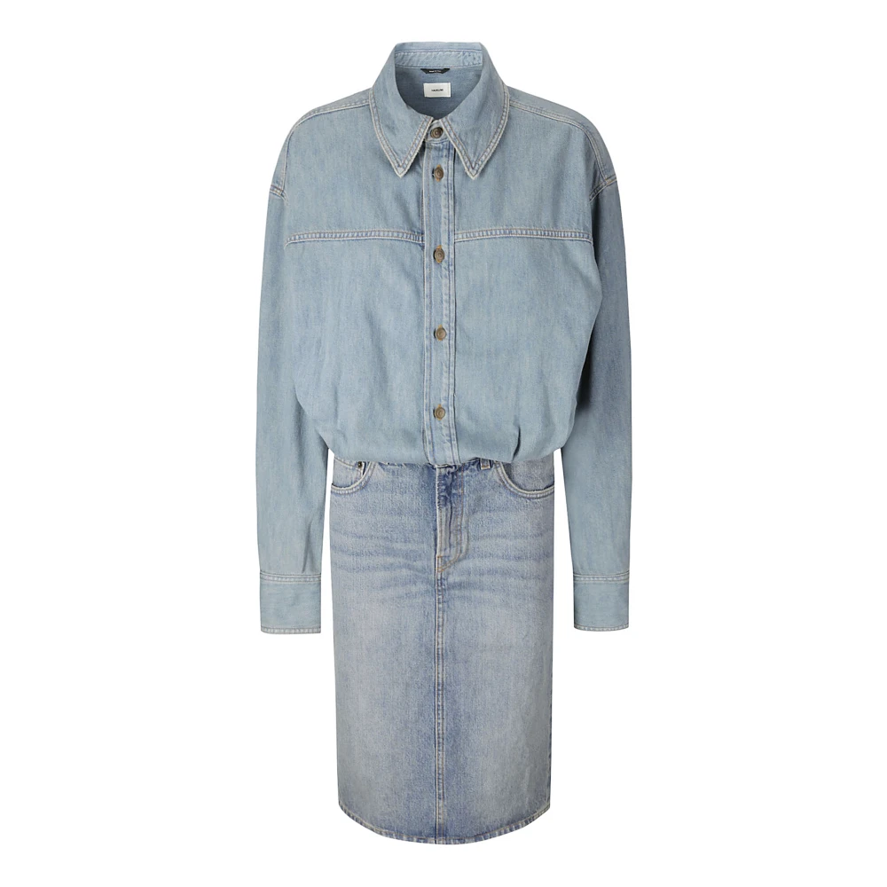 Haikure Denim Midi-jurk met kraag Blue Dames