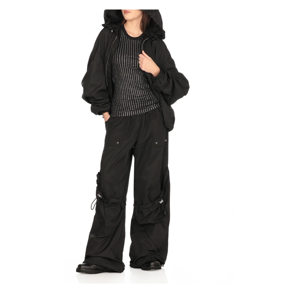 The Attico Zwarte Pailletten Katoenen Top Black Dames