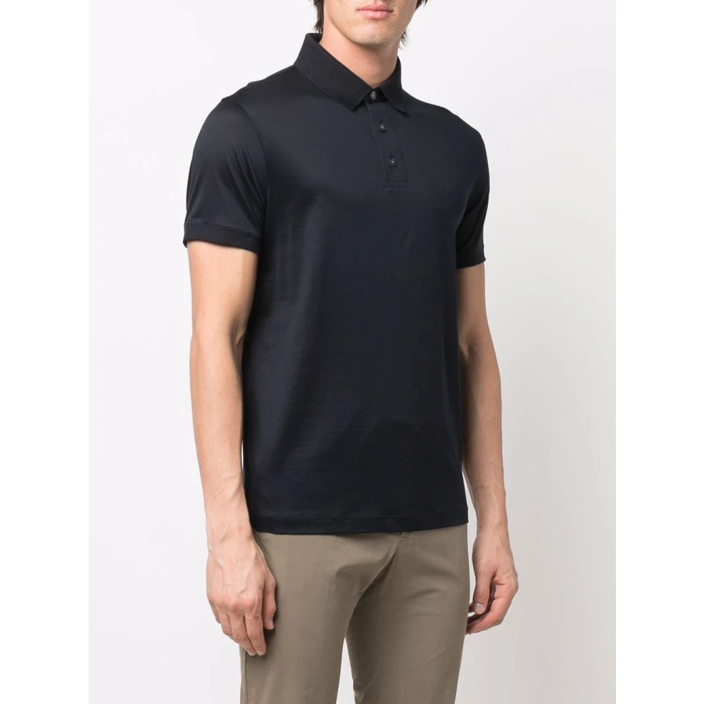 Emporio Armani Blauw Poloshirt met Adelaar Motief Blue Heren