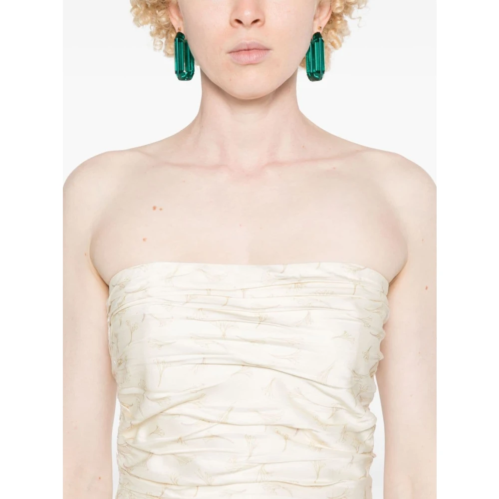 Rotate Birger Christensen Satijnen Crop Top met Sjaal Beige Dames