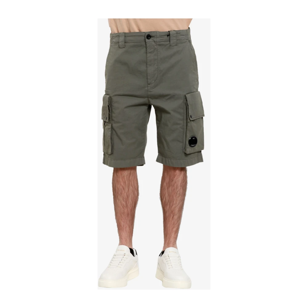 C.P. Company Agave Katoenen Shorts met Logo Green Heren