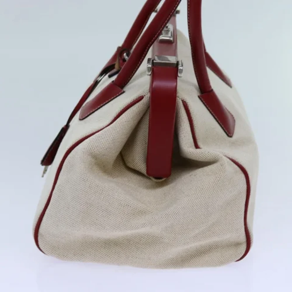 Prada Vintage Pre-owned Canvas handbags Beige Dames