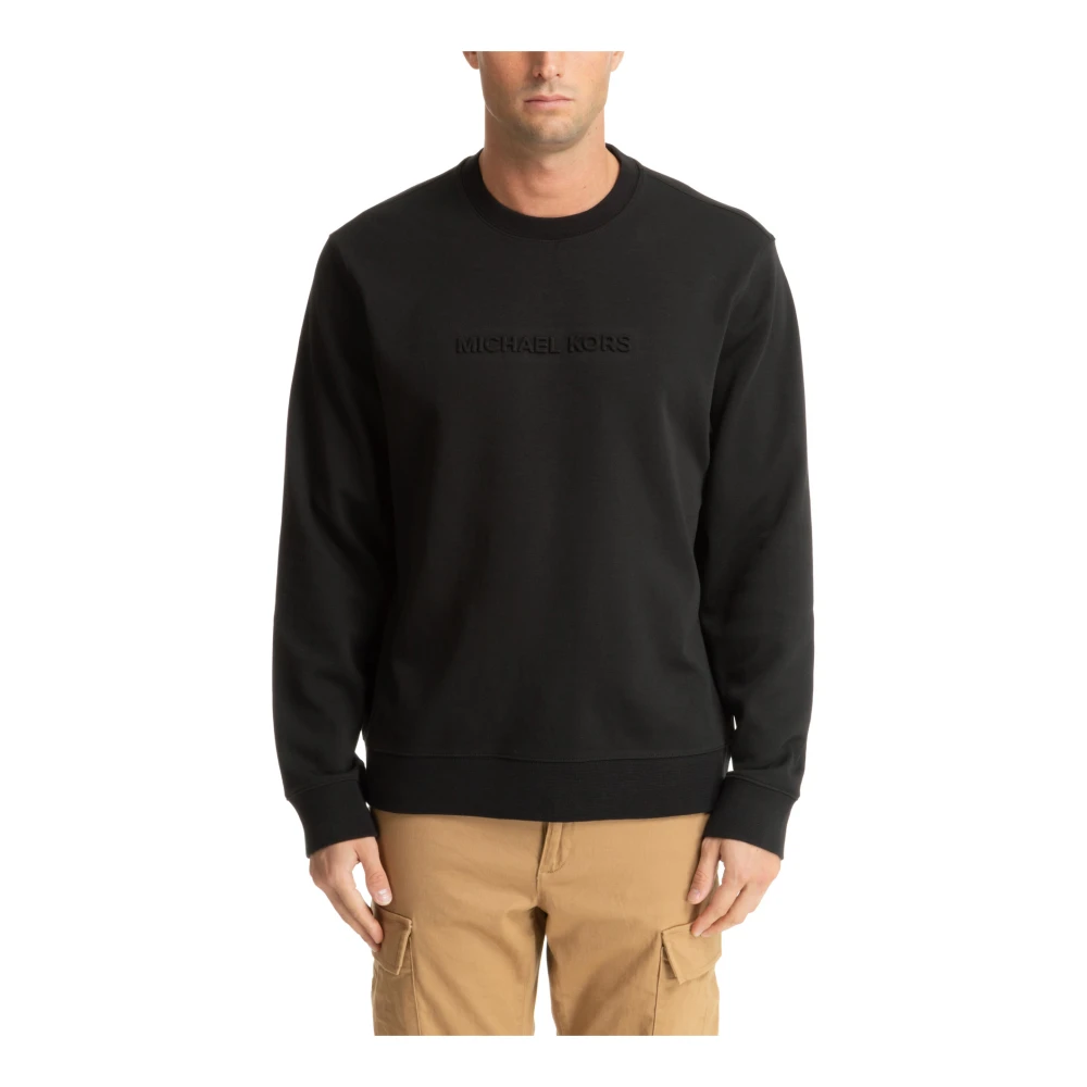 Michael Kors Men's Black Sweatshirts, 2XL, Logo Embossed Cotton Blend Jumper