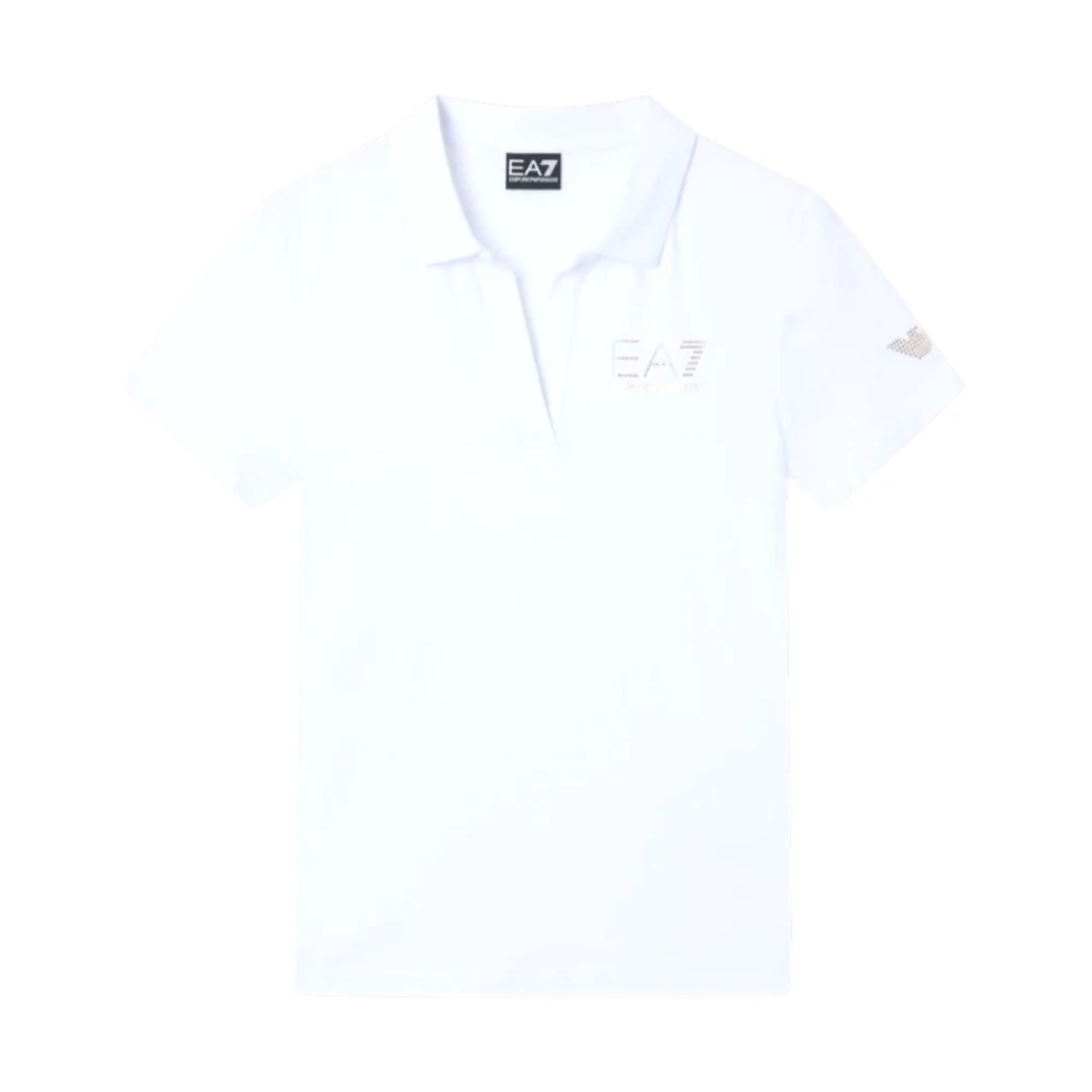 Emporio Armani Ea7 Women's White Polo Shirts, L, Polo Shirts