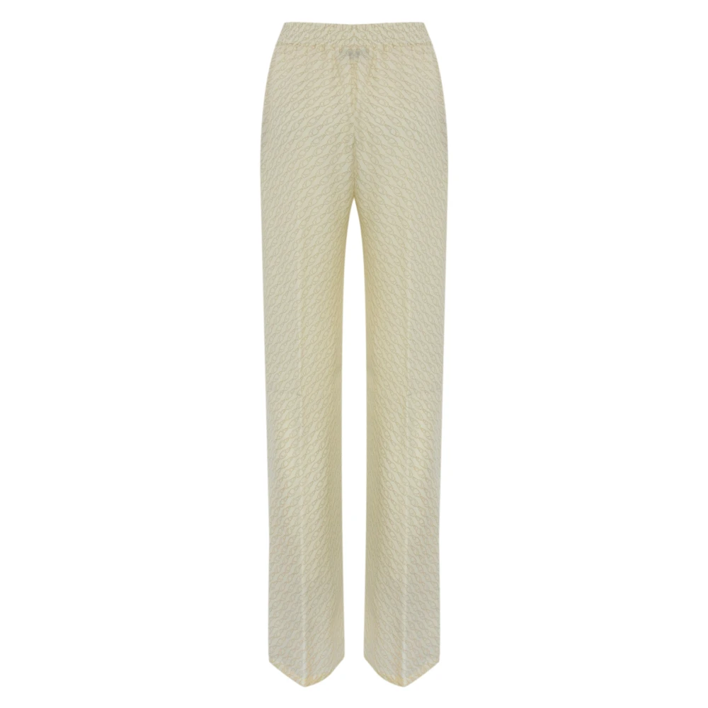 Herno Zijden Rechte Pijp Broek Room Beige Dames