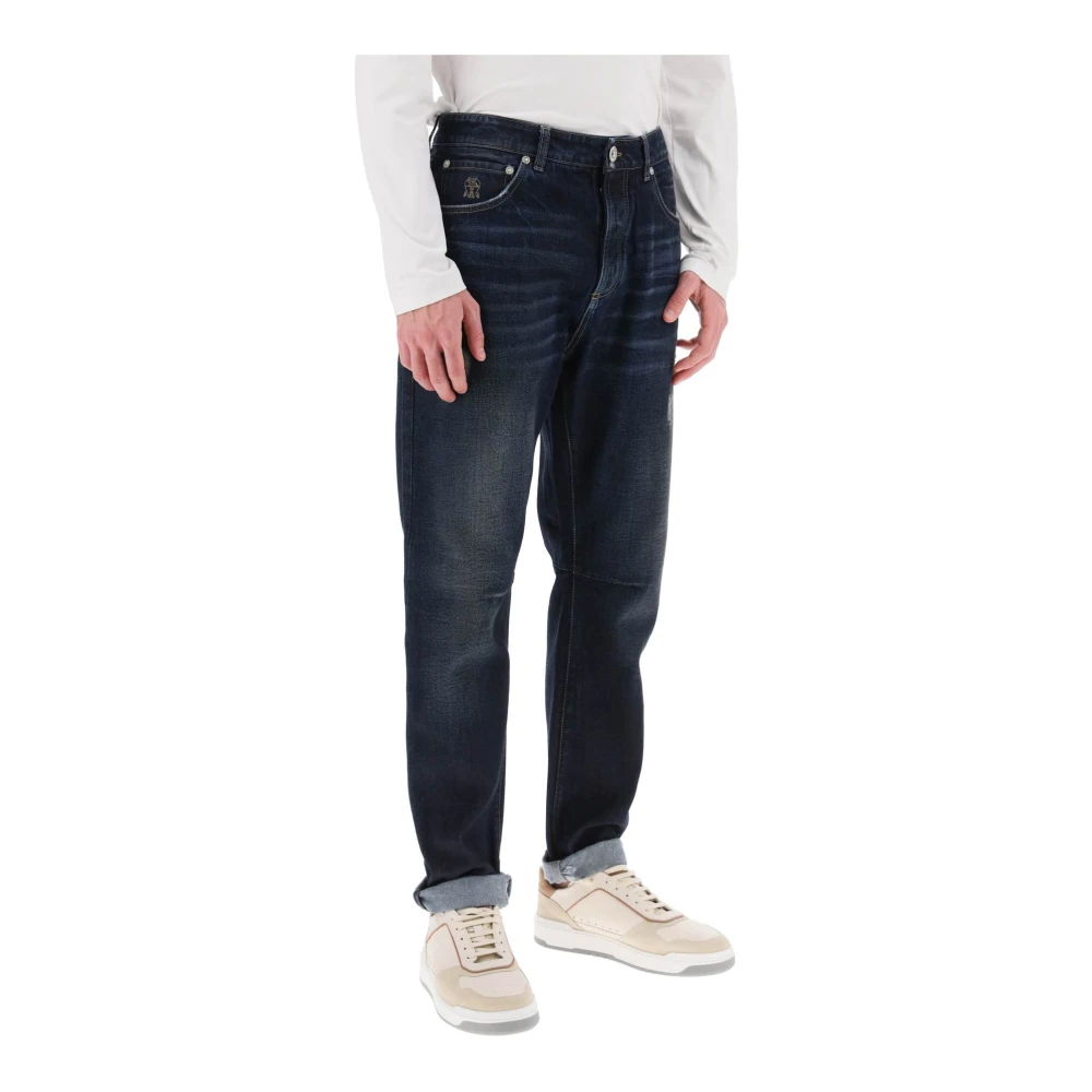 BRUNELLO CUCINELLI Denim jeans met geleefde uitstraling Blue Heren
