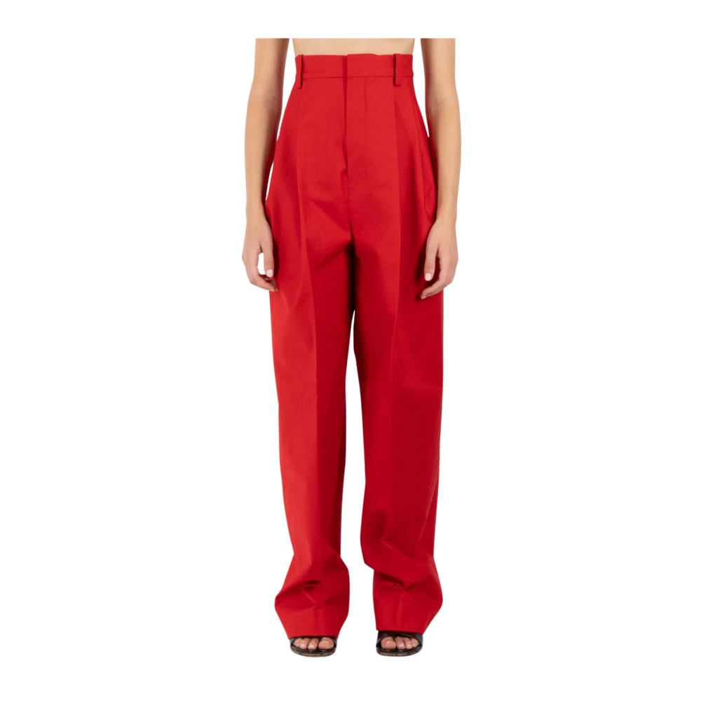 Jacquemus Hoge Taille Wijde Pijp Broek Red Dames