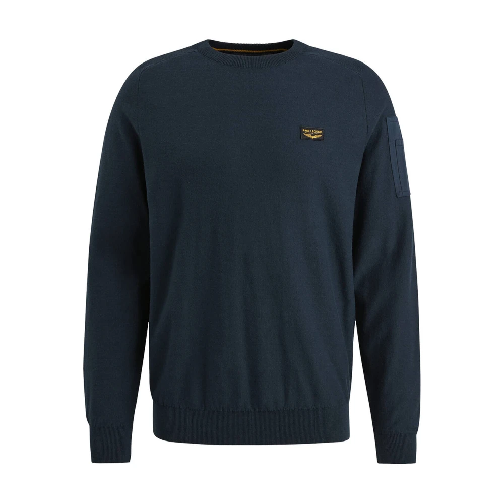 PME Legend Klassieke R-neck Pullover Buckley Gebreid Blue Heren