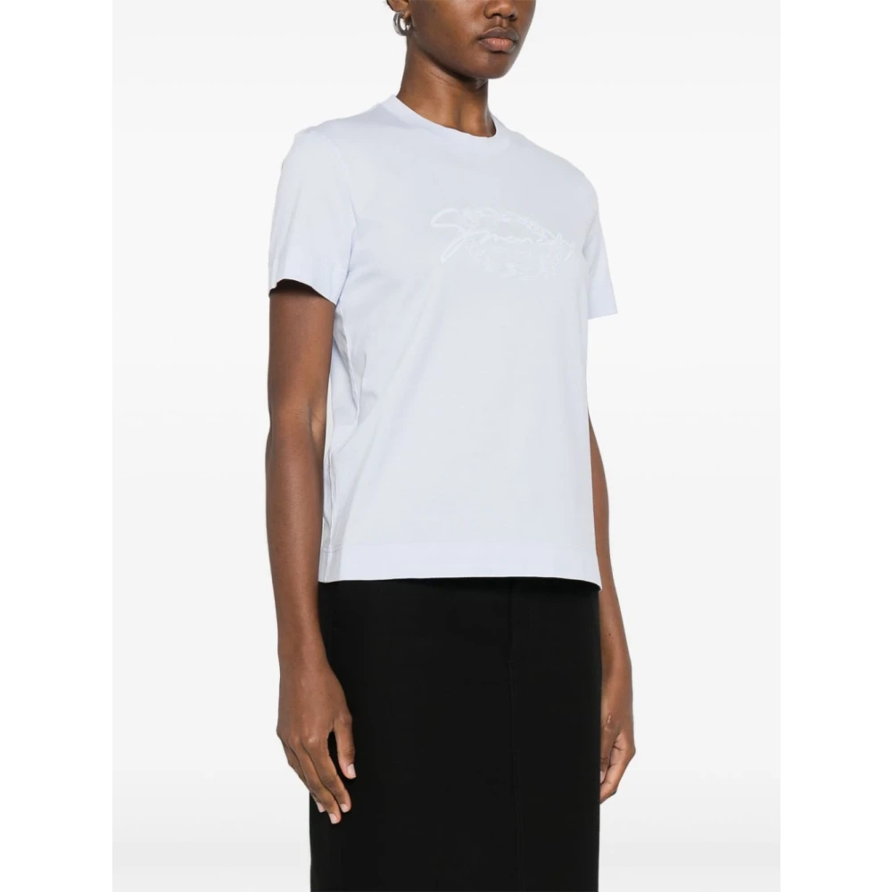 Givenchy Blauw Baby Logo Geborduurd Slim T-shirt Blue Dames