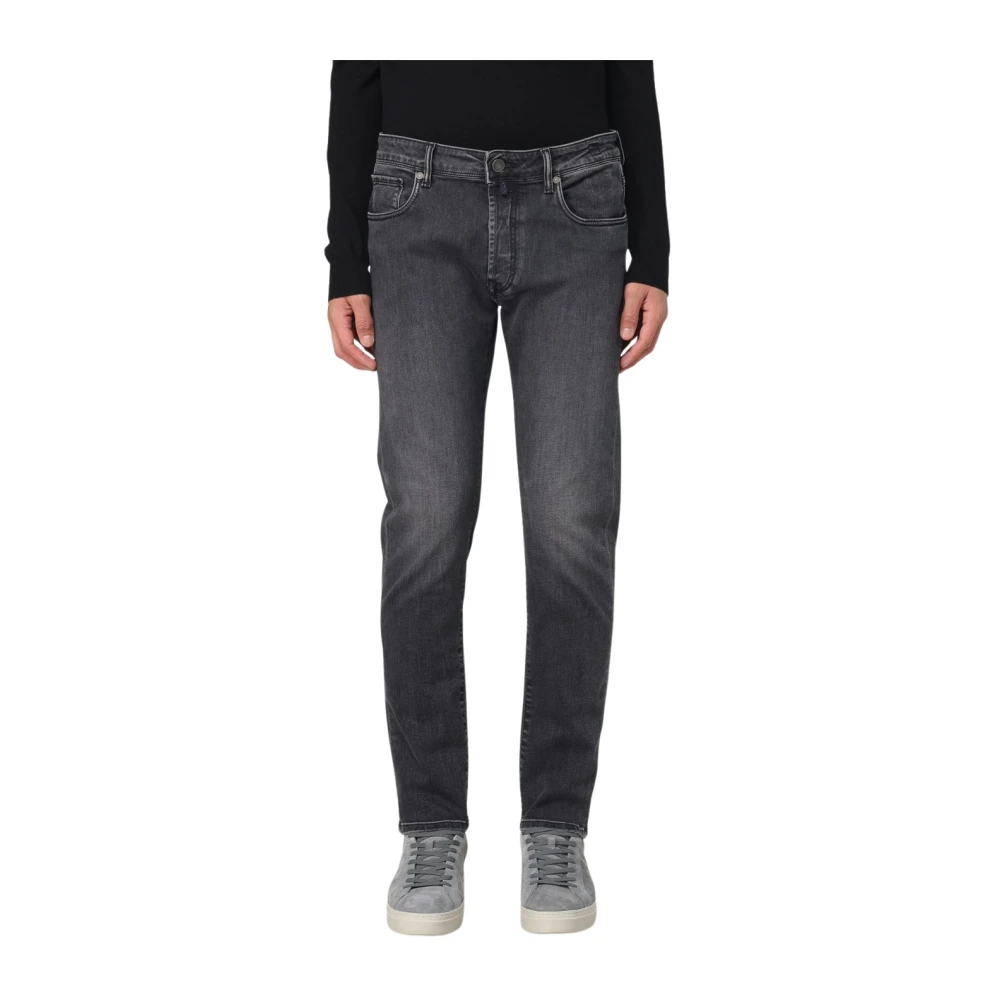 Incotex Men's Gray Denim Straight Washed Jeans