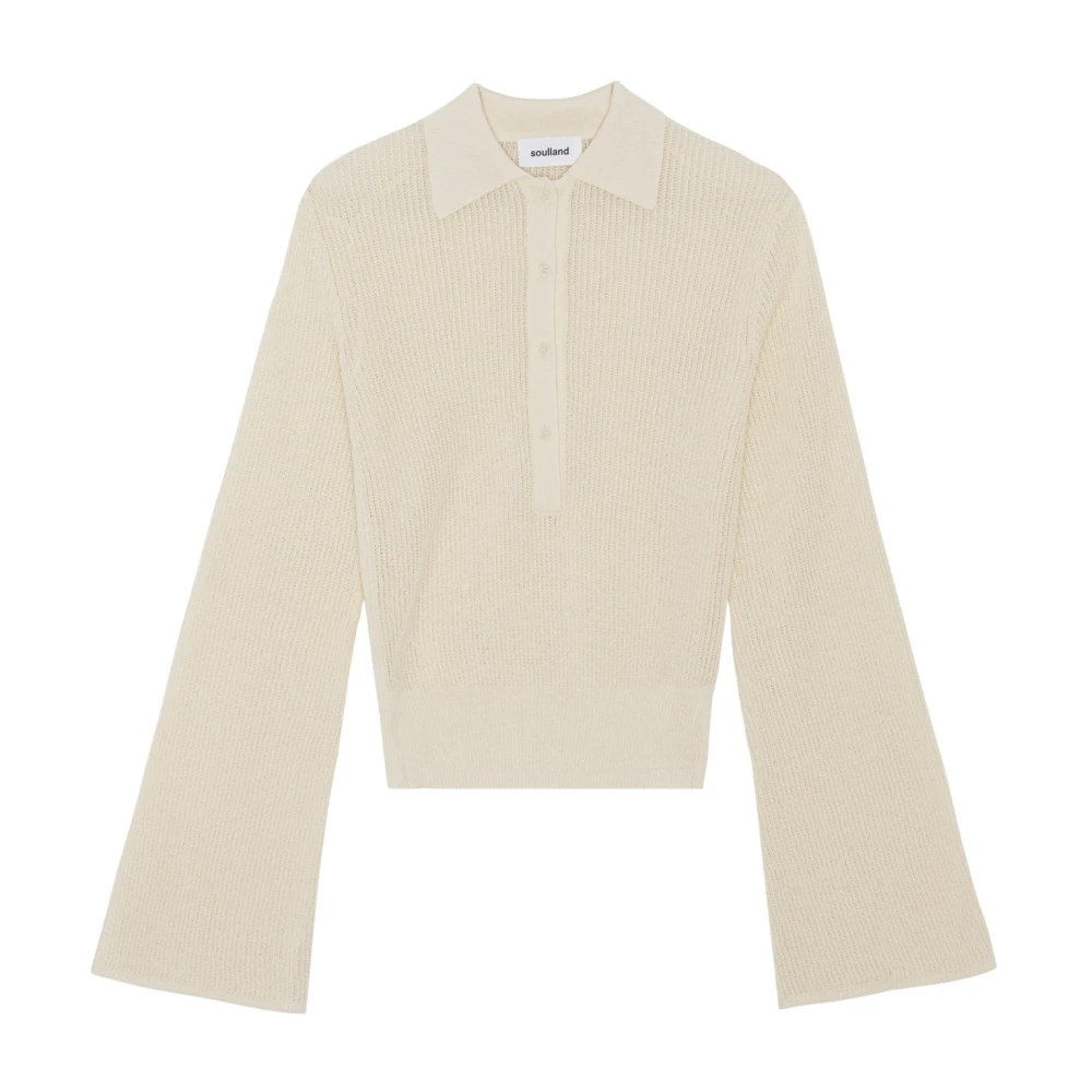 Soulland Flare Sleeve Gebreide Trui White Dames