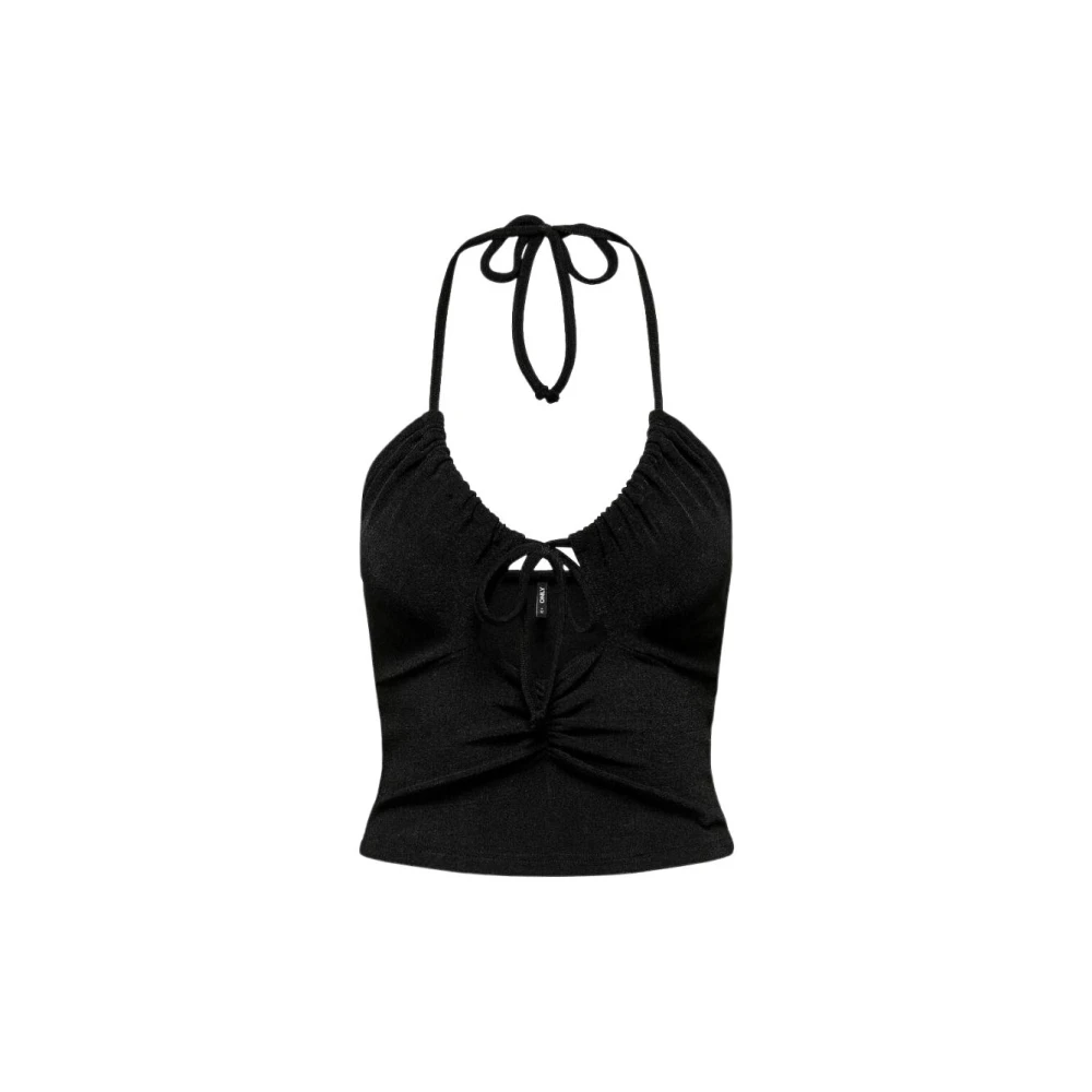 Only Women's Black Sleeveless Tops, M, Cropped V-Neck Top 15293194