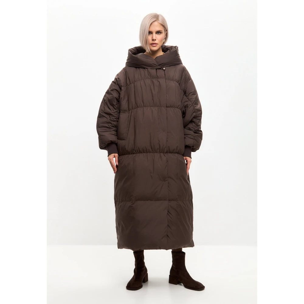 Cesare Gaspari Oversized Puffer Coat Chocolate Brown Dames