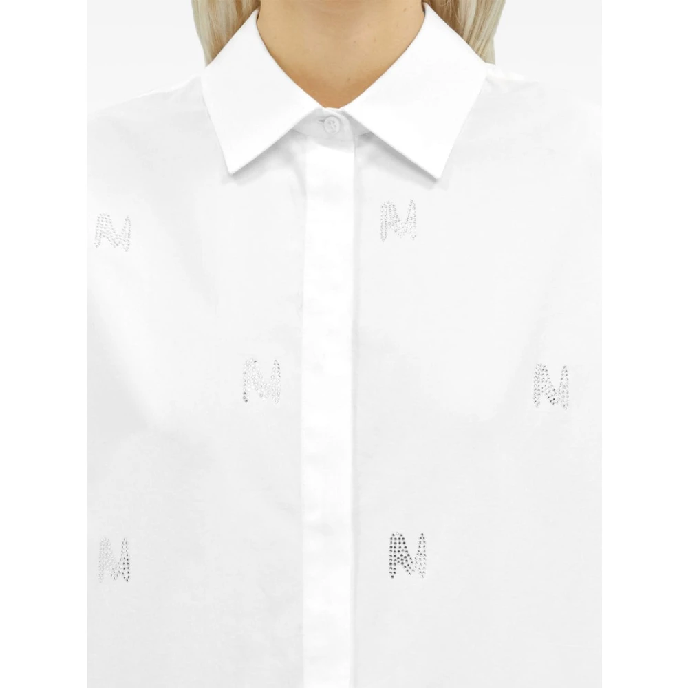 Msgm Witte Katoenen Overhemd met Strass Logo White Dames