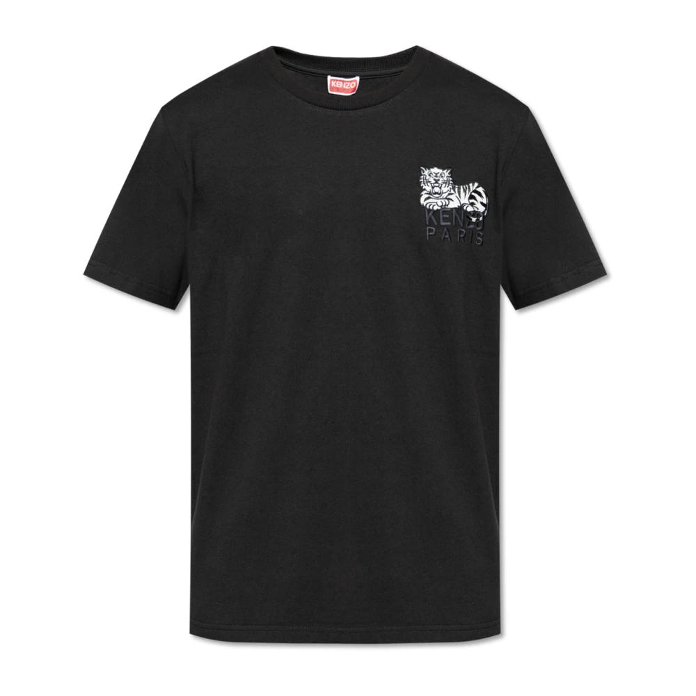 Kenzo Svart T-Shirt Med Broderad Logotyp