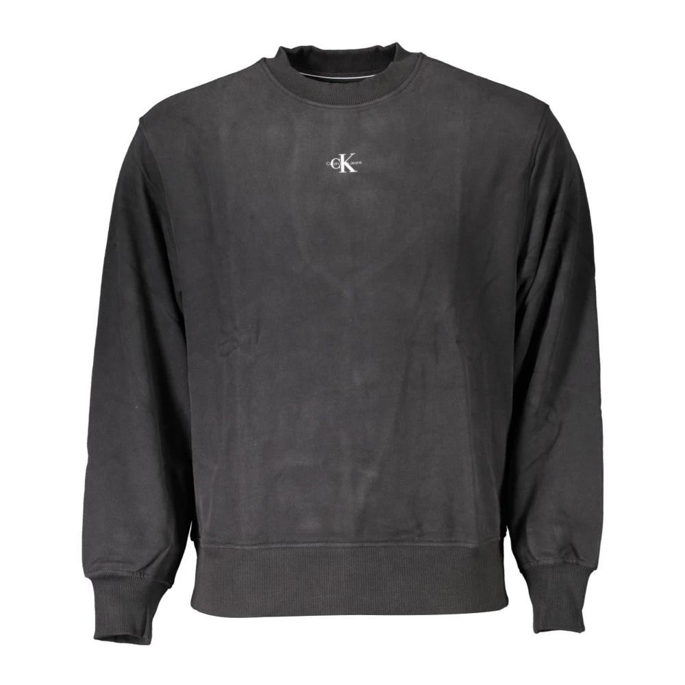 Calvin Klein Men's Black Sweatshirts, Xl, Cotton Jumper With Logo Print