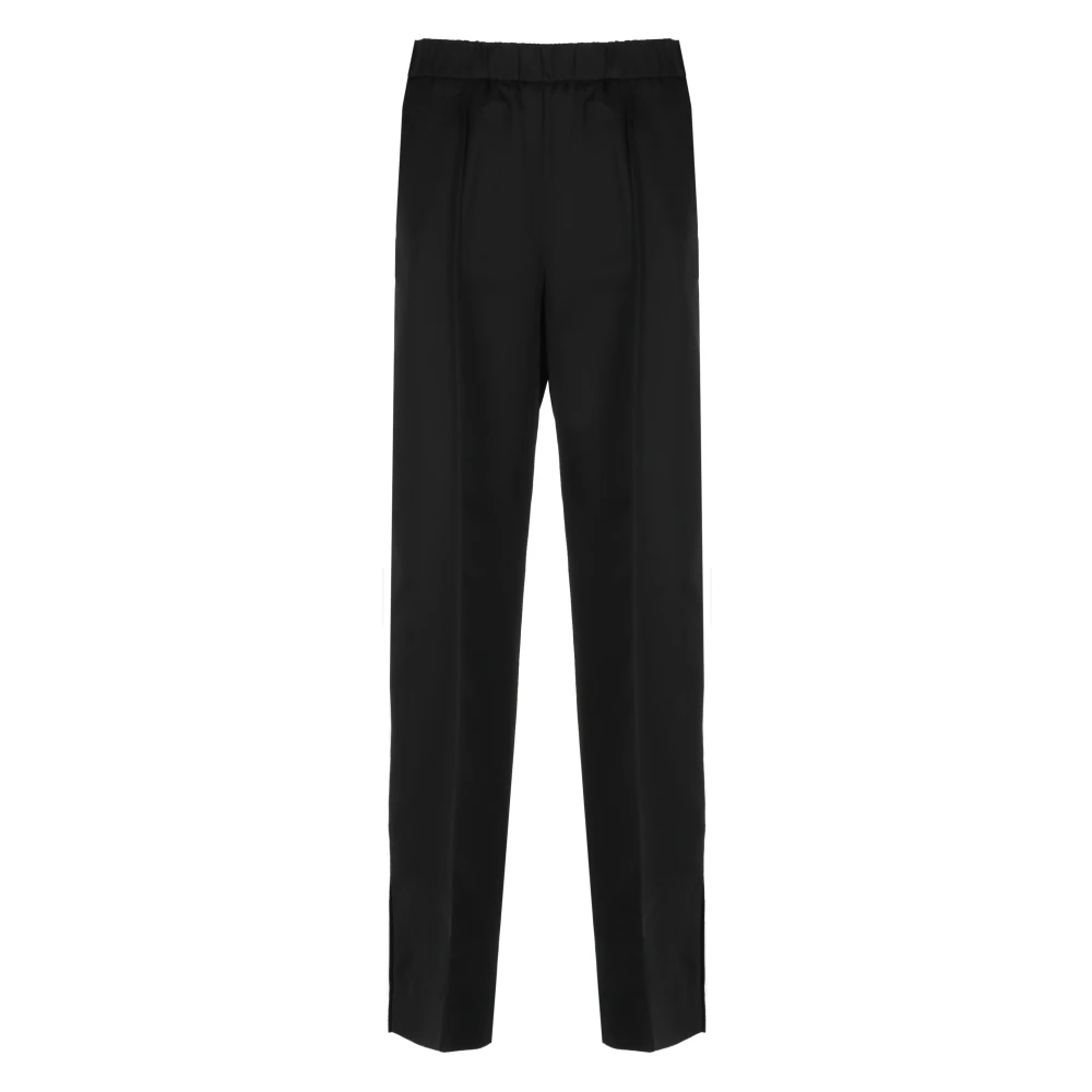 Jil Sander Zwarte Viscose Blend Elastische Taille Broek Black Dames