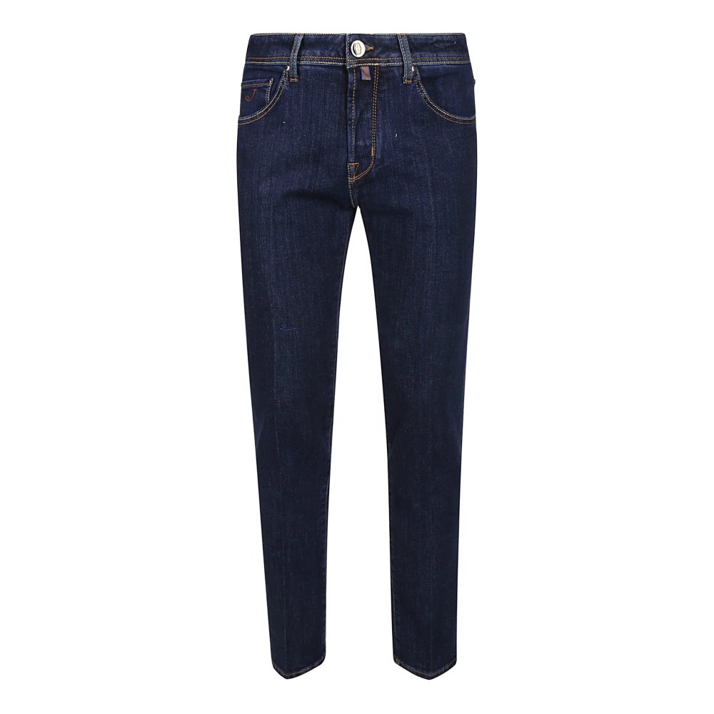 Jacob Cohën Slim-fit blauwe denim jeans met logoborduursel Blue Heren