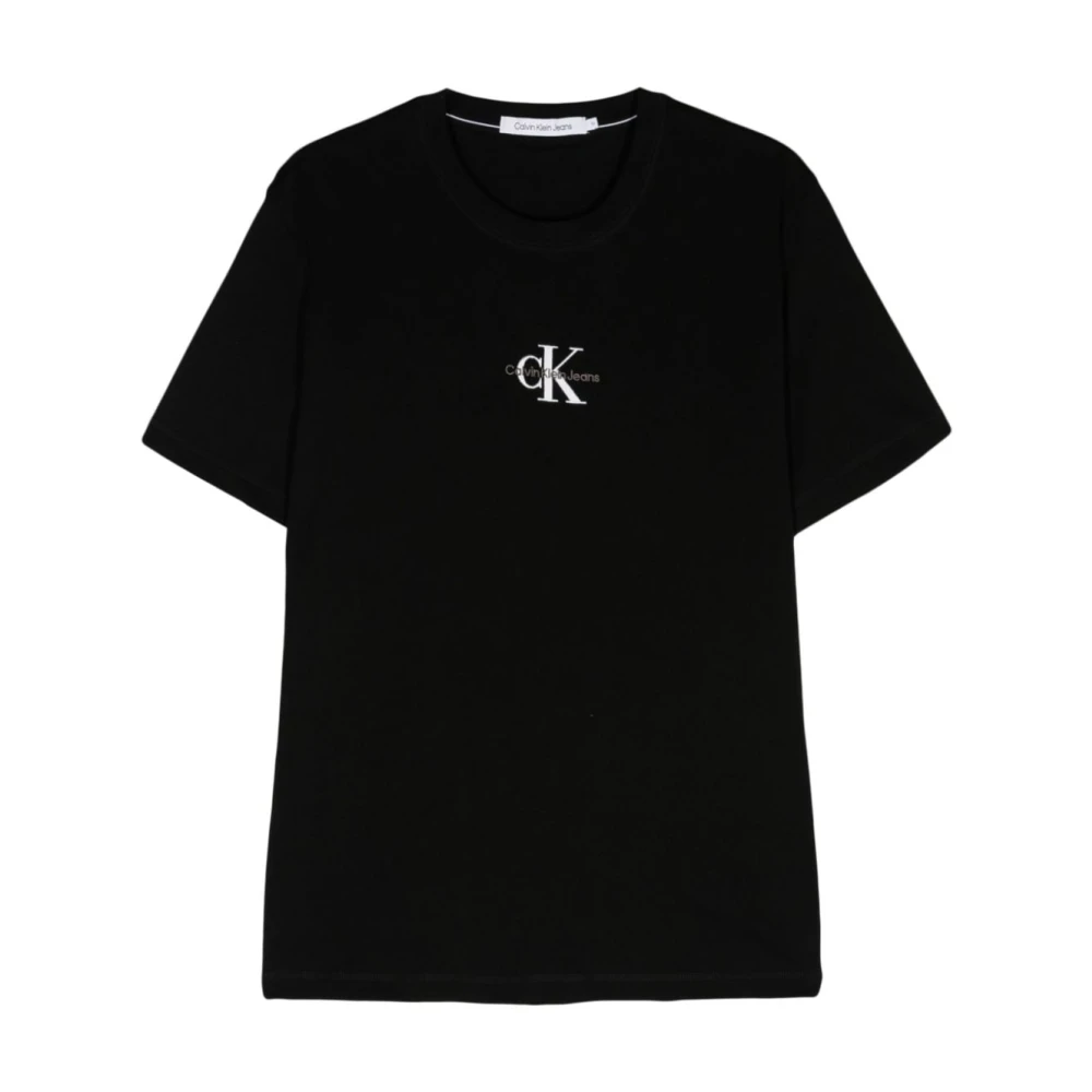 Calvin Klein Jeans Svart Logotyp Tryck Bomull T-shirt Black, Herr