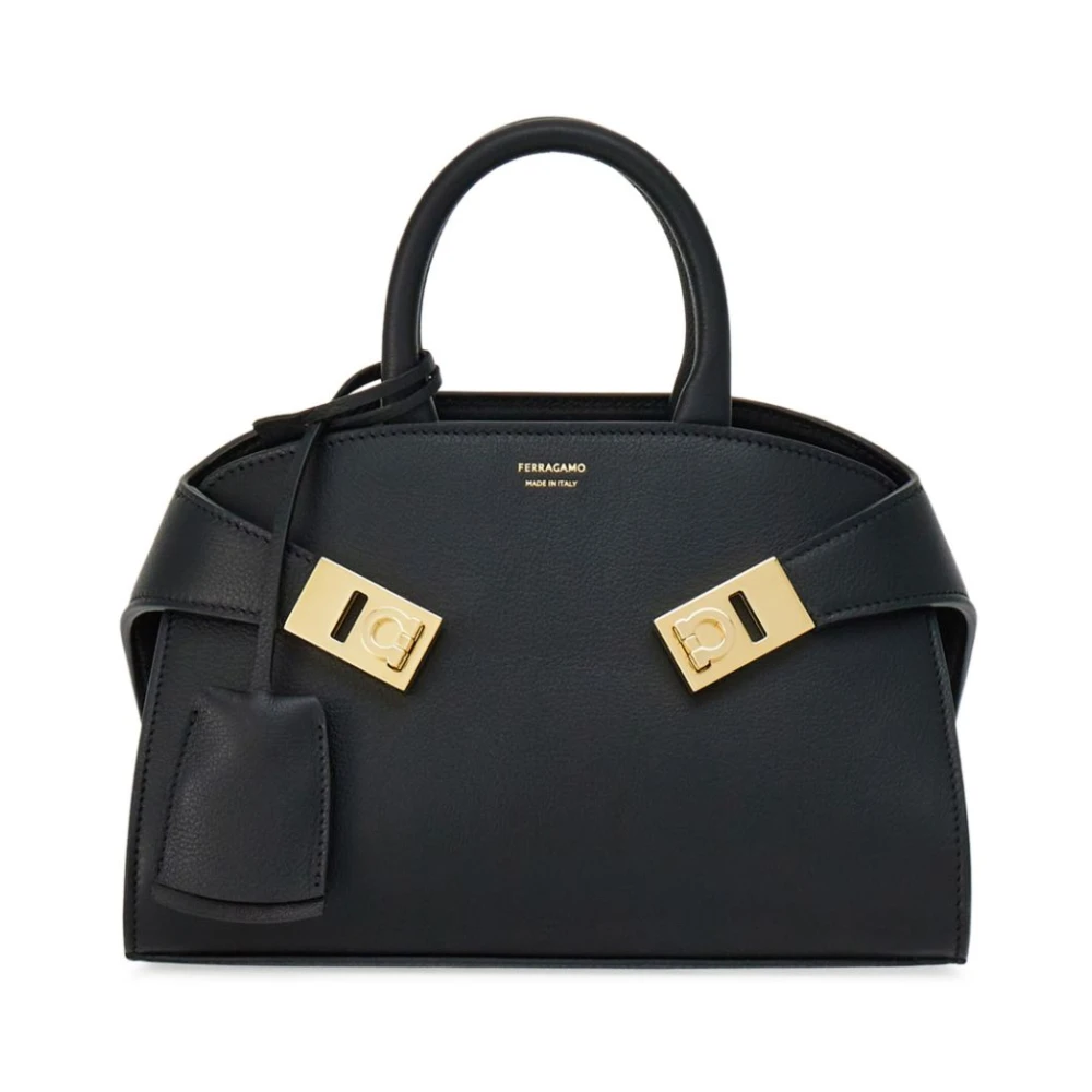 Salvatore Ferragamo Zwarte Leren Tote Tas Black Dames