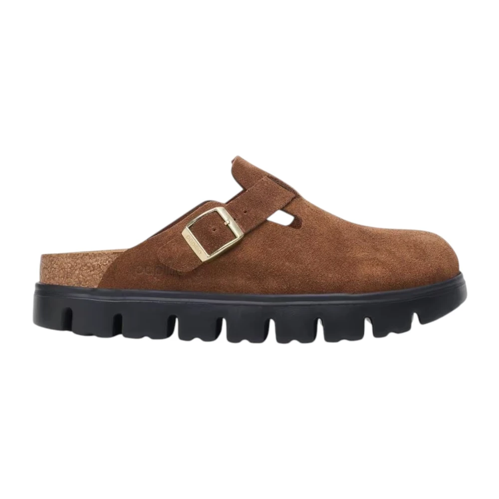 Birkenstock Women's Brown Mules, 6 Uk, Chunky Dark Tea Suede Leather Sandals Narrow