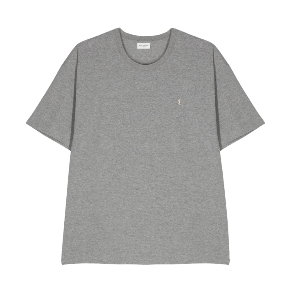 Saint Laurent Men's Gray T-Shirts, Xs, Cassandre T-Shirt In Piqué