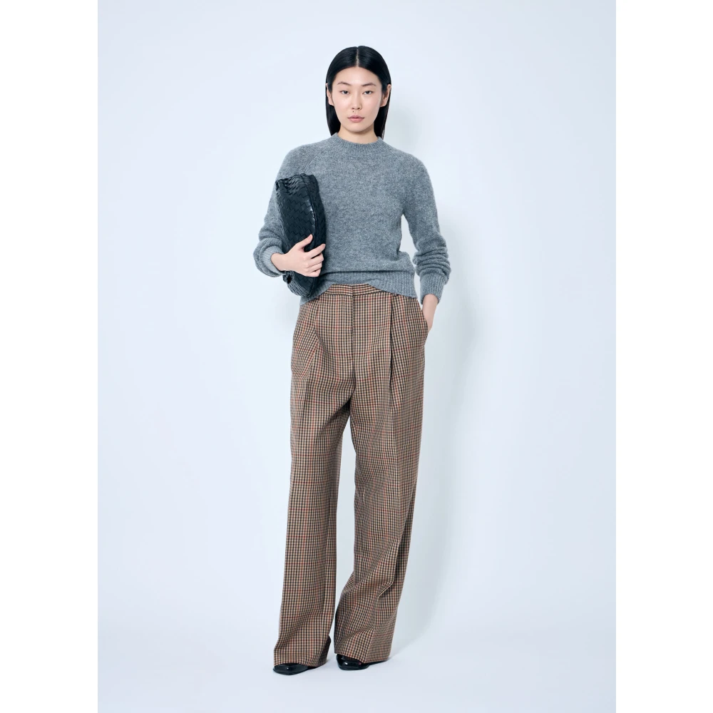 Dries Van Noten Wollen geruite broek met voorplooien Multicolor Dames