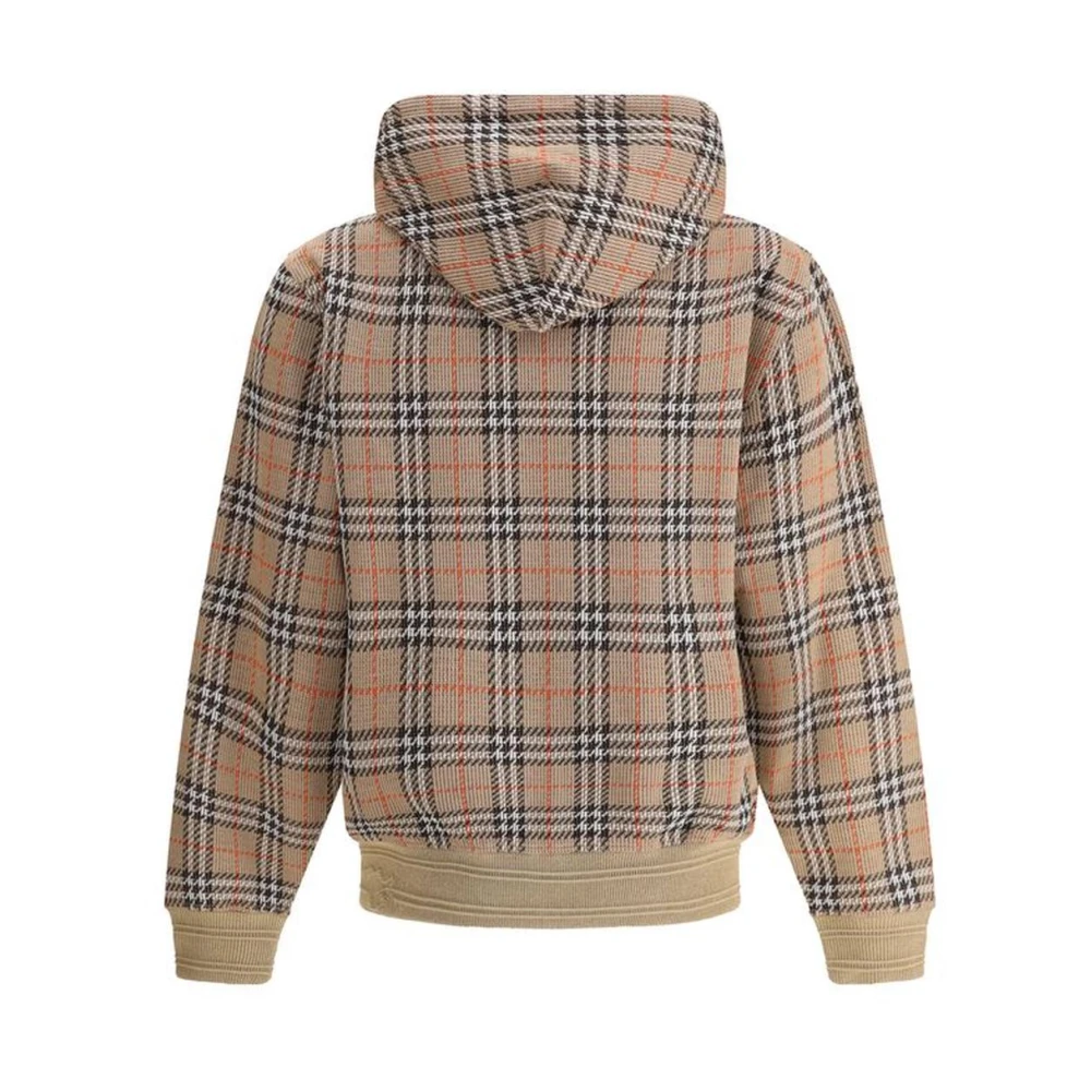 Burberry Geruite Katoenen Hoodie met Verstelbare Capuchon Brown Heren