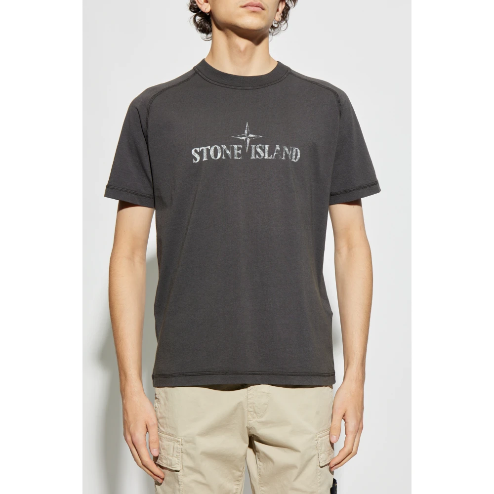 Stone Island T-shirt met logo Gray Heren