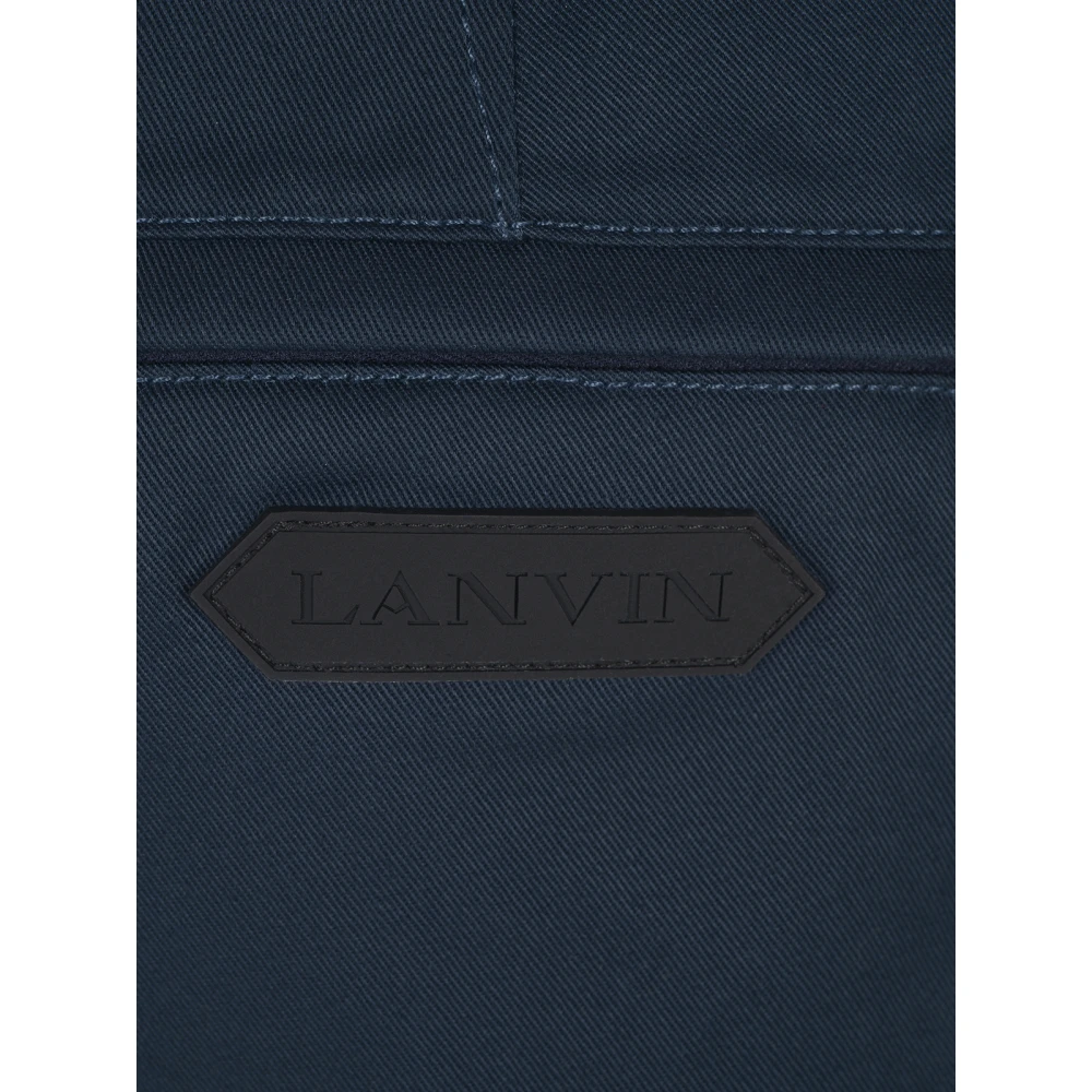 Lanvin Twill Biker Broek met Ritszakken Blue Heren