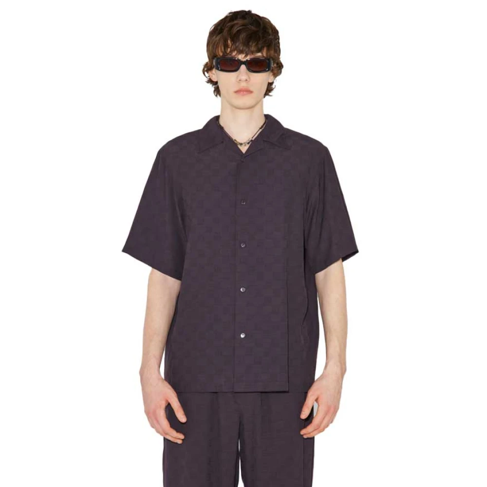Misbhv Monogram Viscose Wol Shirt Zwart Black Heren
