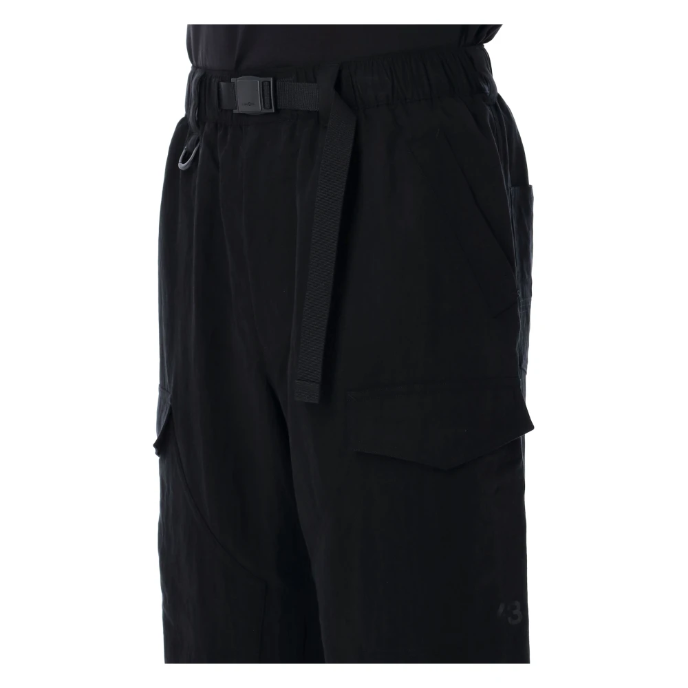Y-3 Zwarte Twill Cargo Broek Black Heren