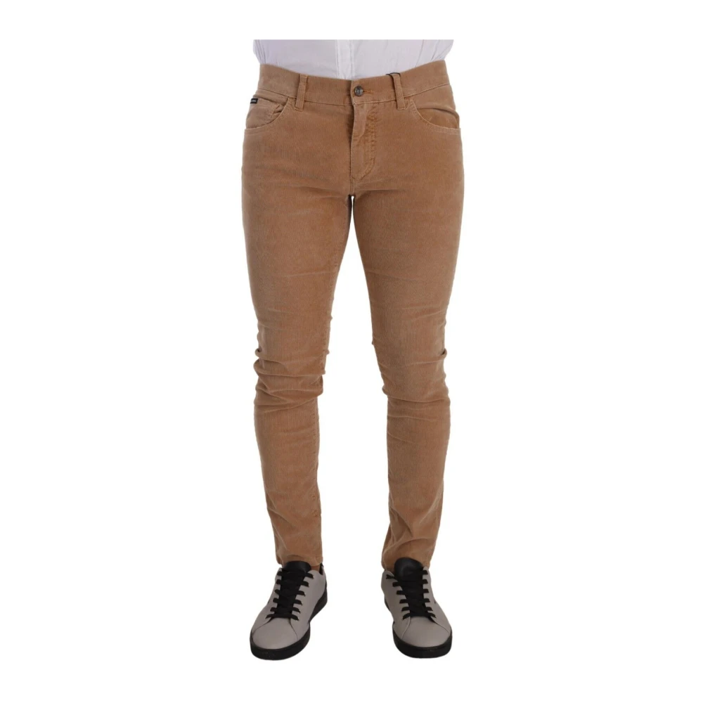 Dolce & Gabbana Men's Brown Corduroy Skinny Jeans
