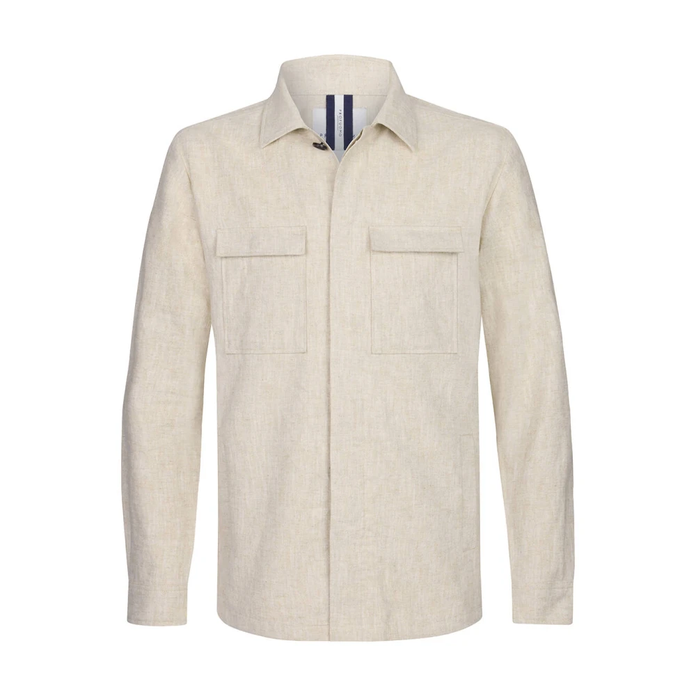 Profuomo Katoen Linnen Beige Overshirt Beige Heren