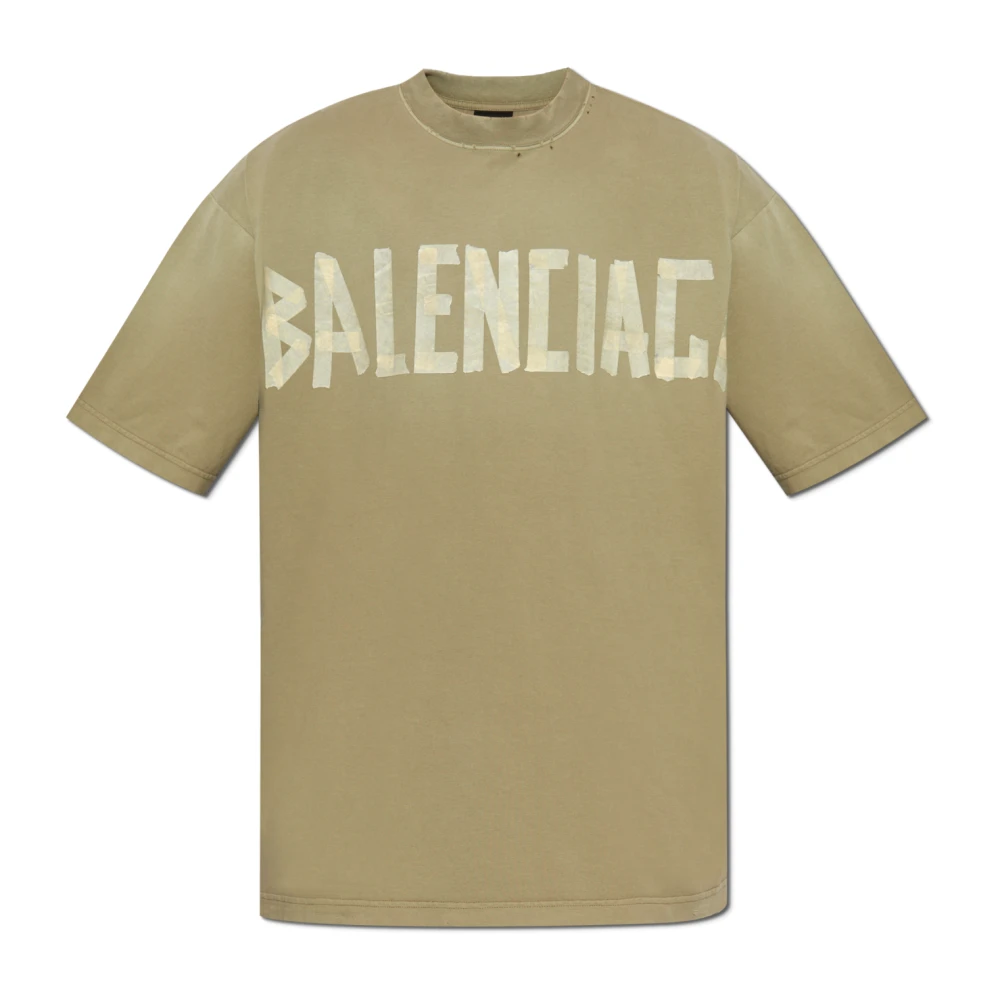 Balenciaga T-shirt met Tape-Type Green Heren