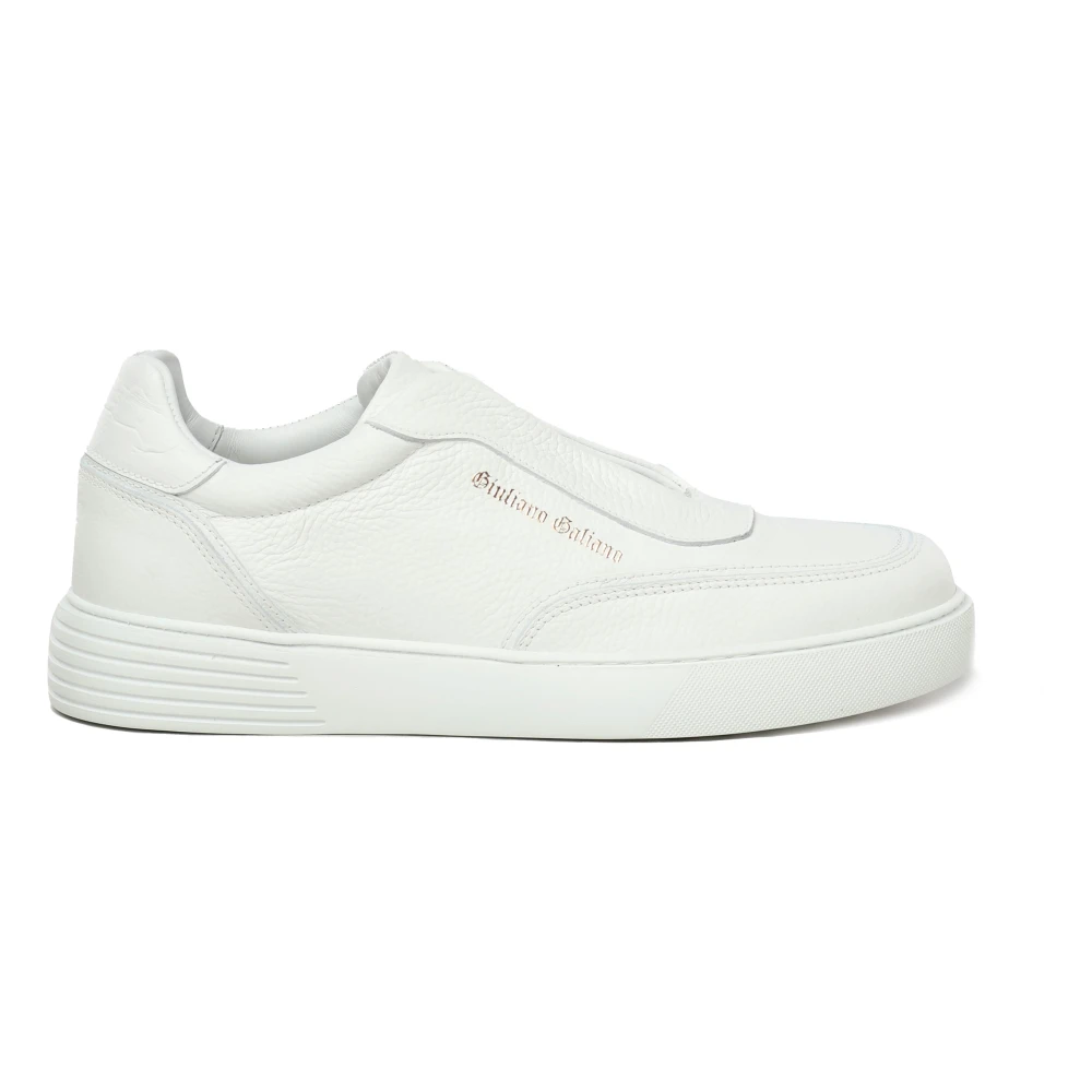 Giuliano Galiano Witte leren sneakers met logo Heren Schoenen