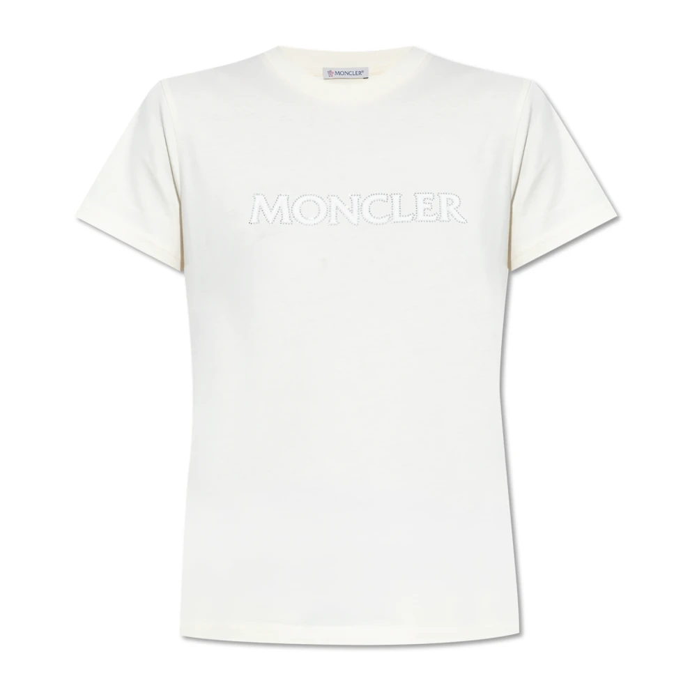 Moncler T-shirt med logotyp Beige, Dam