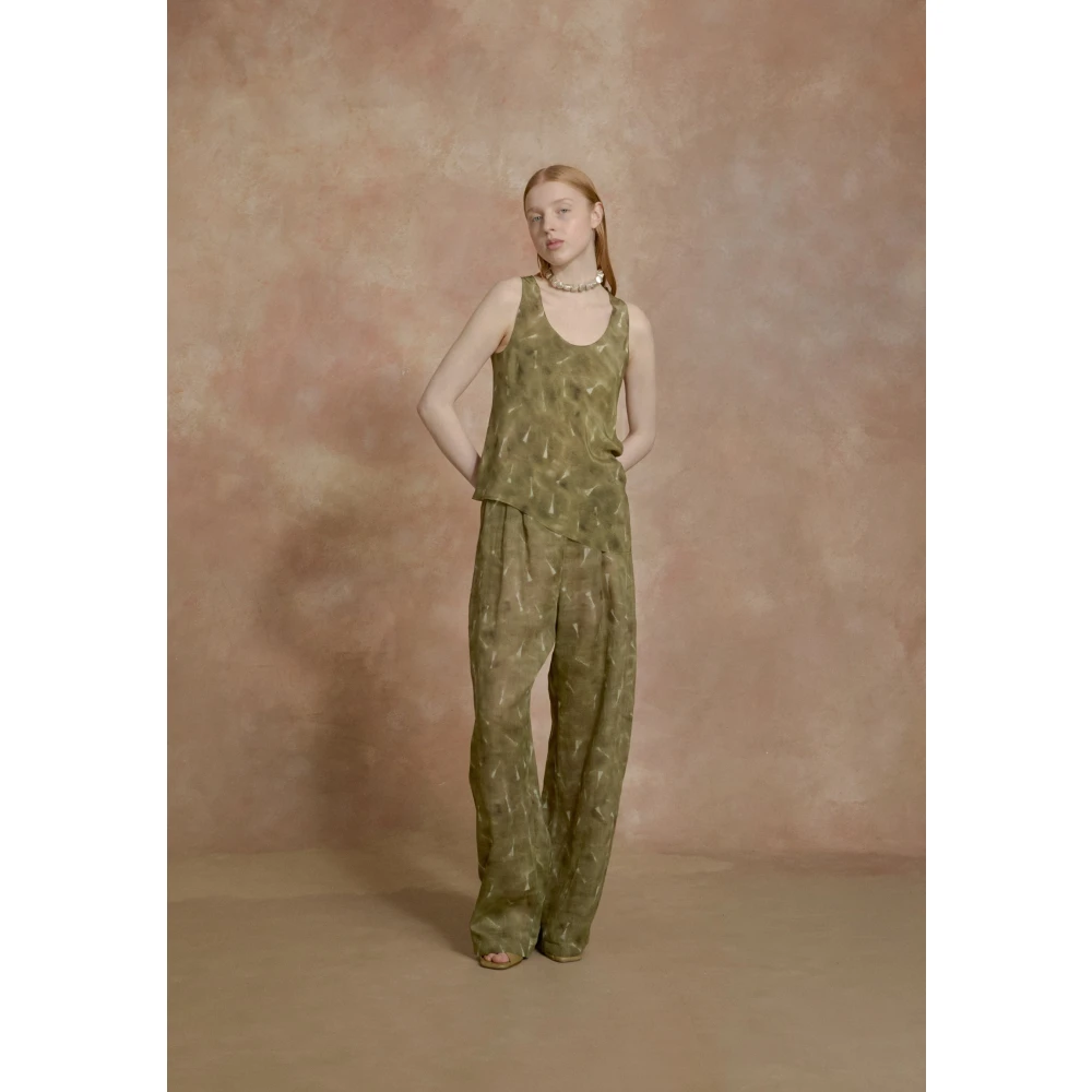 Cortana Rami ramie broek pua print Green Dames