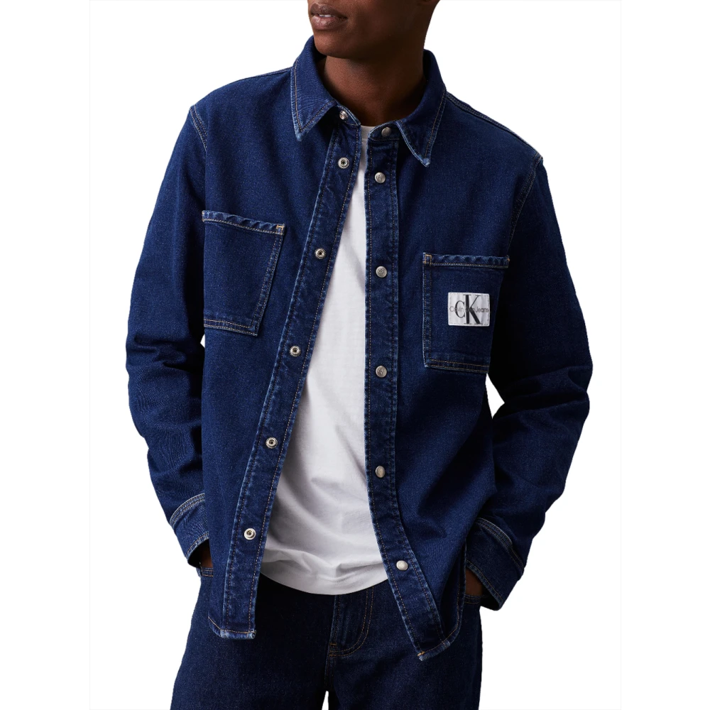 Calvin Klein Denim Logo Zak Shirt Blue Heren