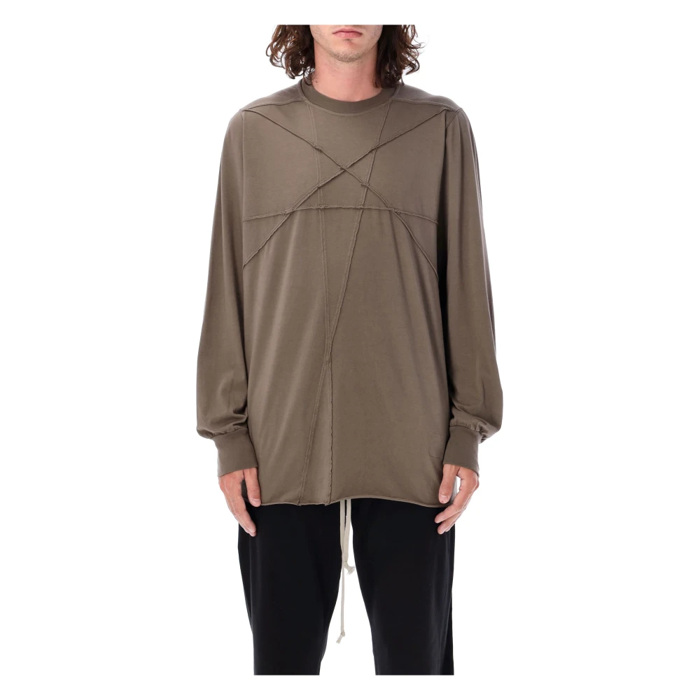 Rick Owens Jumbo Stitch T-Shirt Geometrische Details Brown Heren