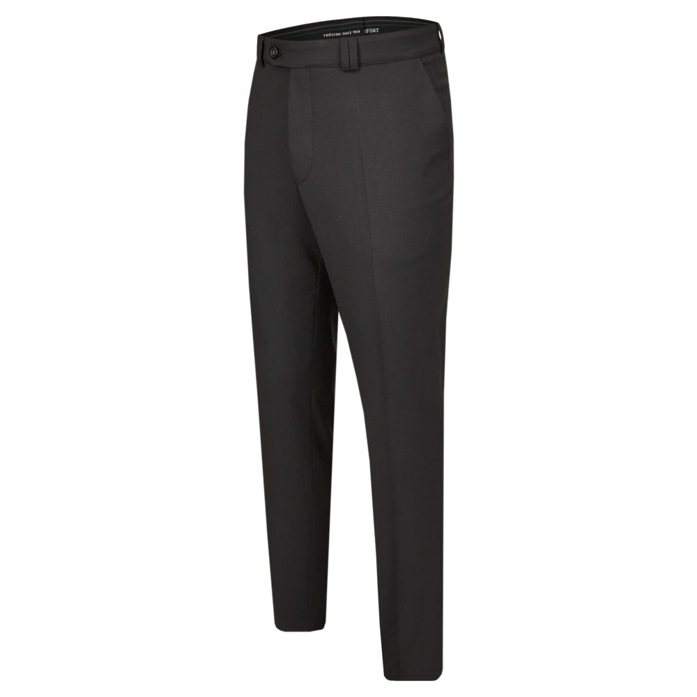 club of comfort Comfortabele platte voorkant wollen stretchbroek Black Dames
