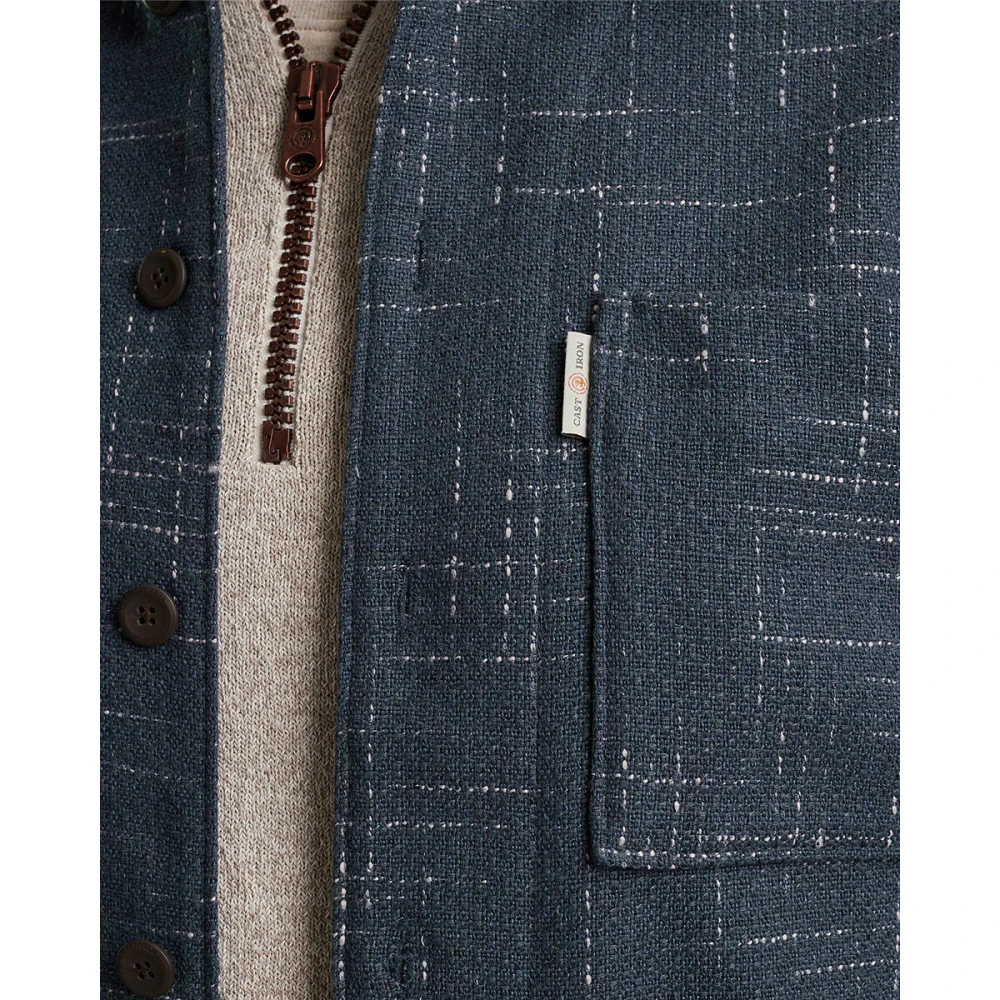 Cast Iron Overshirt Langarmshirt Semi Solid Blue Heren