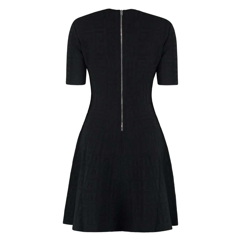Givenchy Uitlopende Jacquard Gebreide Mini-Jurk Black Dames