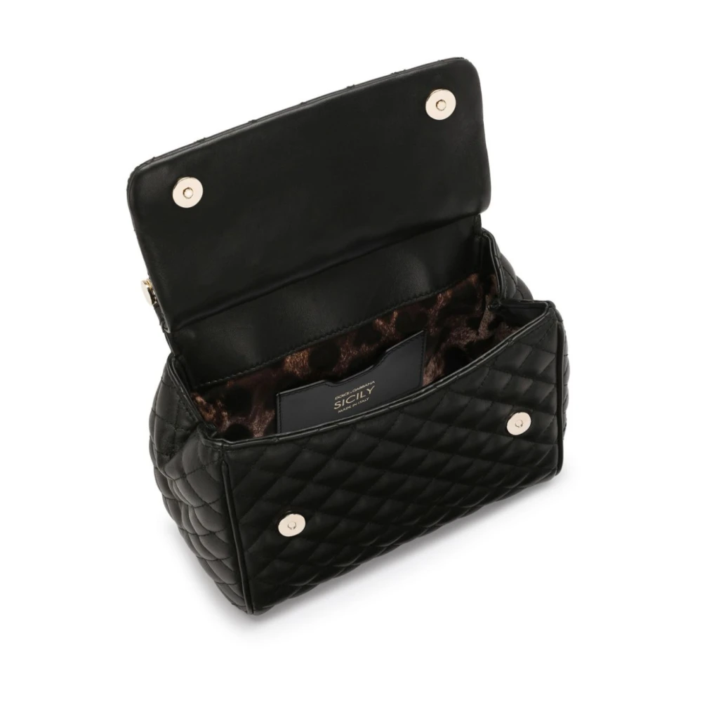 Dolce & Gabbana Zwarte Leren Schoudertas Black Dames