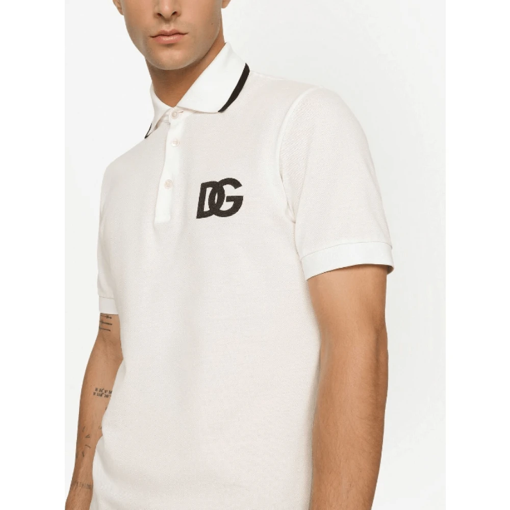 Dolce & Gabbana Stijlvol Logo-Geborduurd Poloshirt White Heren