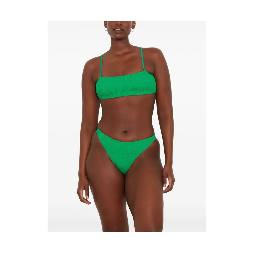 Hunza G Smaragdgroene Gekreukte Strandkleding Vierkante Hals Green Dames