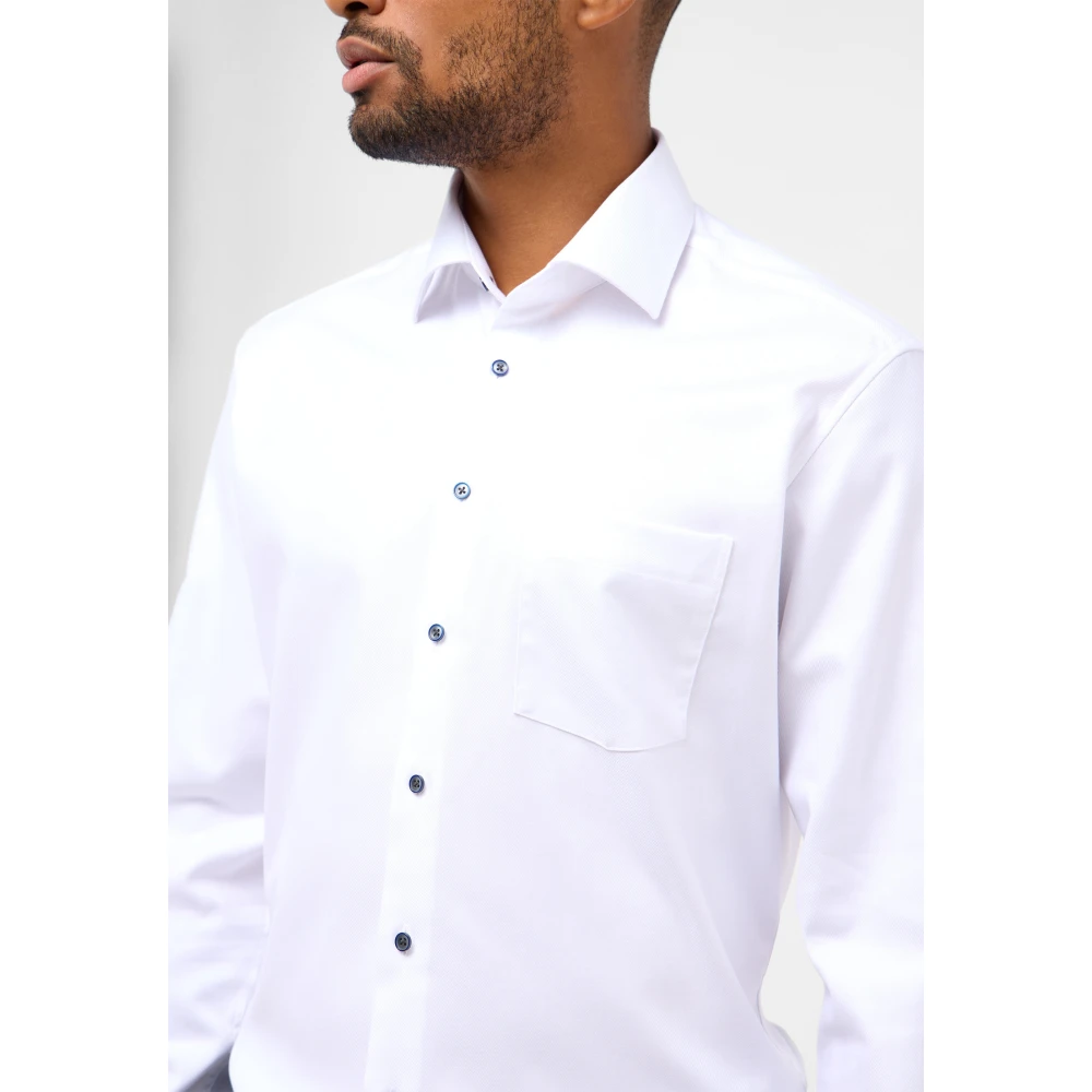 Eterna Gestructureerd Twill Overhemd White Heren