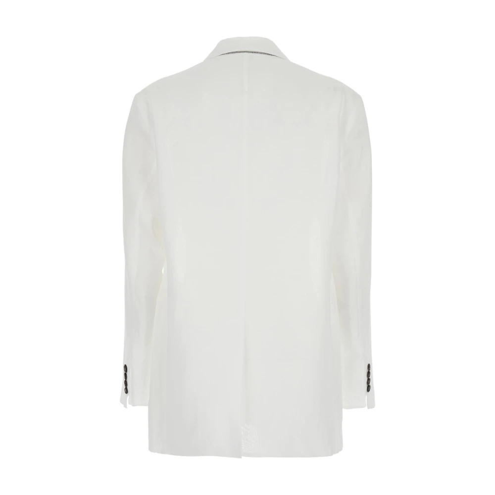 BRUNELLO CUCINELLI Witte Jas met Monil Detail White Dames