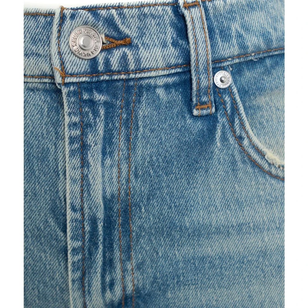 7 For All Mankind Gewassen Jeans met Logo Details Blue Dames